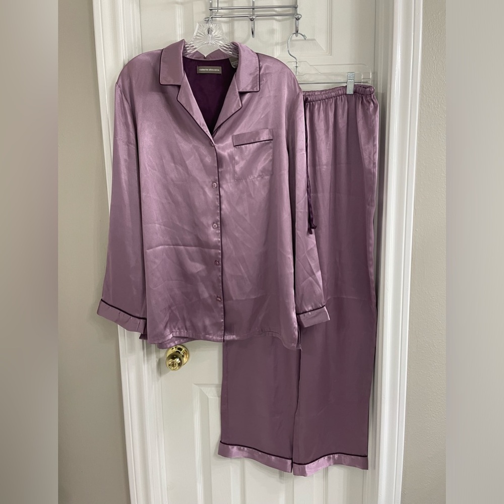 Valerie Stevens Purple Satin Pajama Set